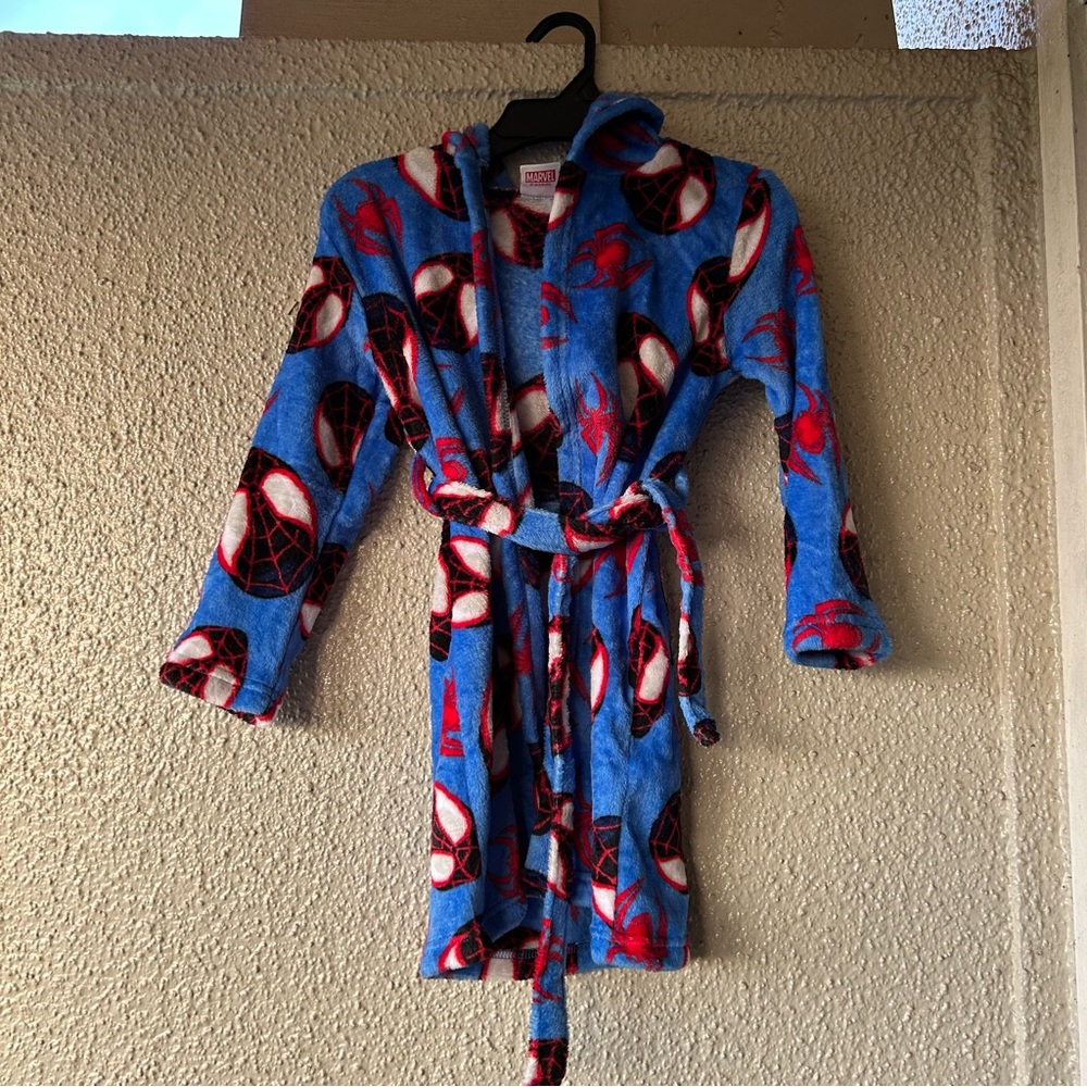 Spiderman Hooded Plush PlushSleep Robe, Size small 6